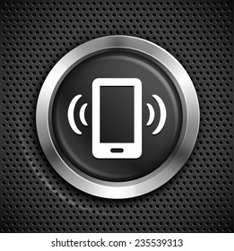 Smartphone on Black Round Button
