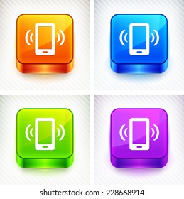Smartphone on Color Square Buttons