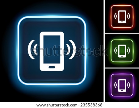 Smartphone on Glow Round Button