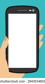 Smartphone en la pantalla de la mano y espacio para el espacio de copia