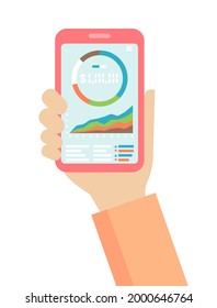 Smartphone on hand ( Mobile investment apps )  vector illustration 