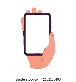 smartphone en mano sobre blanco