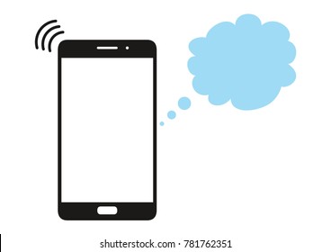 Smartphone on isolated white background. Signal of wireless Internet.
Wifi. Black phone with touch screen. Modern technology. Gadget. Vector phone.