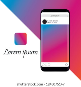 Smartphone on a pink background, mobile application, vector illustration