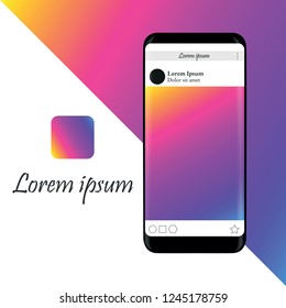 Smartphone on a pink background, mobile application, vector illustration