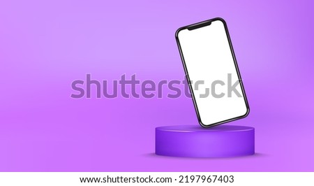 Smartphone On A Podium Blank Display Mockup Isolated Studio Illustration