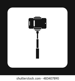 Smartphone on a selfie stick icon in simple style on a white background vector illustration