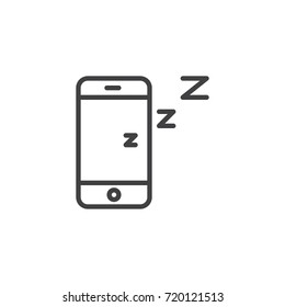 Smartphone on sleep mode line icon, outline vector sign, linear style pictogram isolated on white. Symbol, logo illustration. Editable stroke
