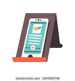 Smartphone on a stand hand drawn naive art