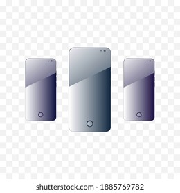 smartphone con fondo transparente. ilustración de pantalla de marco de gadget.