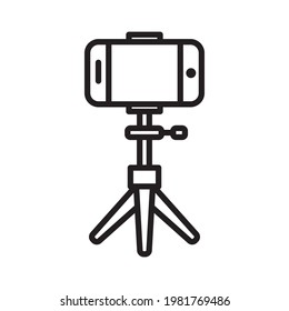 Smartphone On Tripod Design Vector Template Illustration In Trendy Flat Style