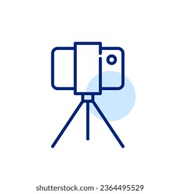 Smartphone on a tripod. Filming or taking pictures. Pixel perfect icon