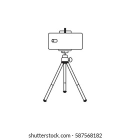 Smartphone on tripod vector. Tripod with smartphone vector illustration