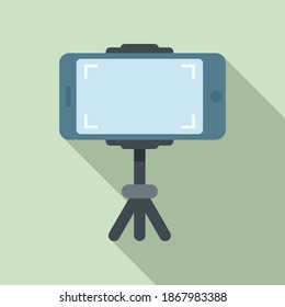 Smartphone on tripod video record icon. Flat illustration of smartphone on tripod video record vector icon for web design