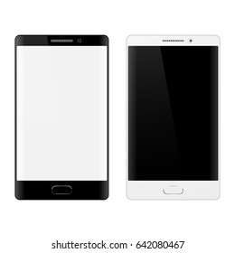 Smartphone on white background, mobile phone isolated with touchscreen. Cell phone mockup design.