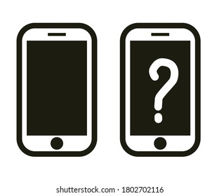 Smartphone con fondo blanco. Marca de interrogación. Ilustración vectorial.