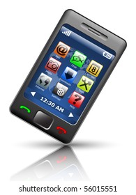 Smartphone on white background, vector illustration