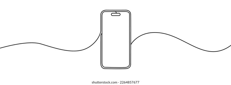 Smartphone one line.Single continuous line drawing of smartphone. Mobile phone line art