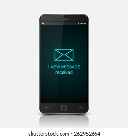 Smartphone With One New Message On A Screen,vector