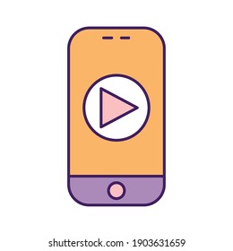 smartphone with one play symbol on it vector illustration design