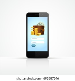 Smartphone. Online banking concept. Vector illustration.
