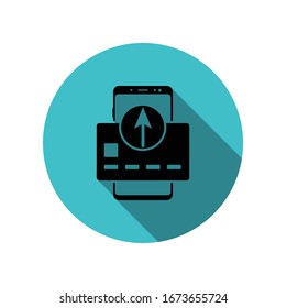 Smartphone Online Banking lange Schattensymbol. Einfache Bildyph, flache Vektorillustration von mobilen Concept-Icons für i und ux, Website oder mobile Applikationen