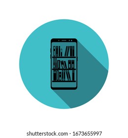 Smartphone online library long shadow icon. Simple glyph, flat vector of mobile concept icons for ui and ux, website or mobile application