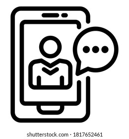 Smartphone online meeting icon. Outline smartphone online meeting vector icon for web design isolated on white background