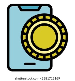 Smartphone online prize icon outline vector. Draw lottery. Lucky box color flat