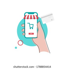 smartphone for online shop flat illustration concept