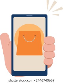 Compras en línea de Smartphone en ilustración de estilo plano