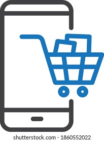 smartphone online store icon. online shopping icon.icon e commerce, buying phone, fully editable image