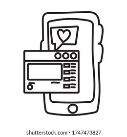 Smartphone-Online-Sachen mit Vektorgrafik-Design für Webseiten
