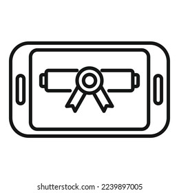 Smartphone online training icon outline vector. Web course. Digital school