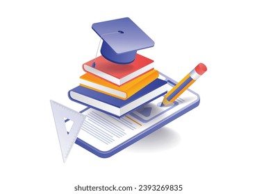Smartphone online virtual school education infographic concept