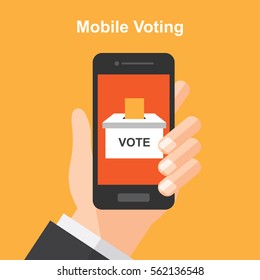 Smartphone Online Voting , Vote , Election. Digital Device. Vector Illustration.