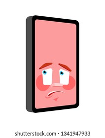 Smartphone oops emotion isolated. Phone confused. Mobile phone perplexed. surprise Gadget Vector illustration