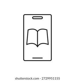 Smartphone con el libro abierto en el icono del contorno de la pantalla