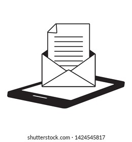 smartphone open envelope send email vector illustration