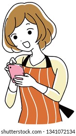 Smartphone operation housewife illustration