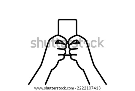 Smartphone operation, simple line drawing of two hands holding a smartphone