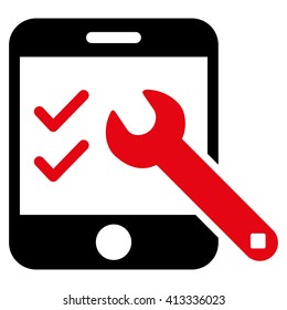 Smartphone Options vector icon. Style is bicolor flat icon symbol, intensive red and black colors, white background.