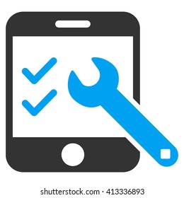 Smartphone Options vector icon. Style is bicolor flat icon symbol, blue and gray colors, white background.