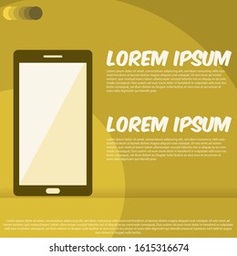 smartphone with orange background, template for web banner promotions, premium vector template.
