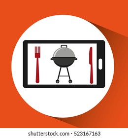 smartphone order bbq food online vector illustration eps 10