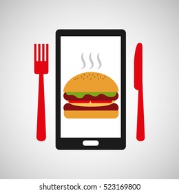 smartphone order burger food online vector illustration eps 10