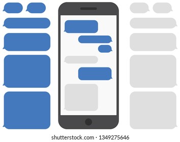 Smartphone Outline with Blank Chat Bubbles for Smartphone Messaging. - Illustration
