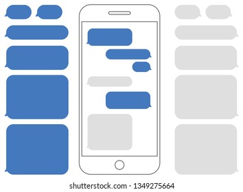 Smartphone Outline with Blank Chat Bubbles for Smartphone Messaging. - Illustration
