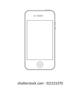 smartphone in outline icon design isolated on white background. mobile phone mockup in thin line style. stock vector illustration