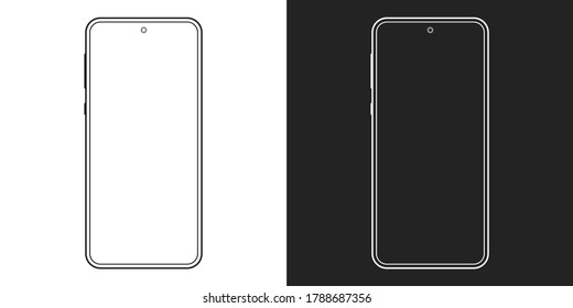 Smartphone outline icon. Mobile or cell phone screen frame design. Modern smart device line silhouette. Vector illustration. - Shutterstock ID 1788687356